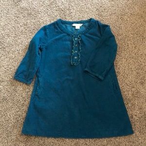 Garnet Hill Kids Turquoise Corduroy Dress, Size 4T